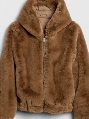 GAP Teddy Jacket in Brown Faux Fur
